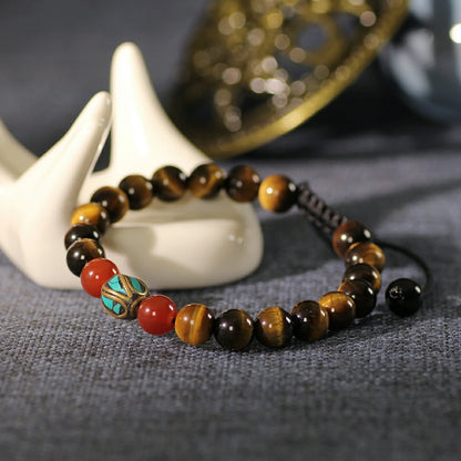 Aura of Nature - Yellow Tiger Eye & Nanhong Red Agate Tibetan Bracelet