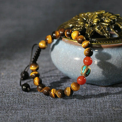 Aura of Nature - Yellow Tiger Eye & Nanhong Red Agate Tibetan Bracelet