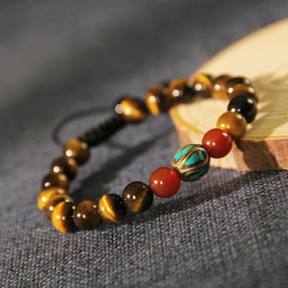 Aura of Nature - Yellow Tiger Eye & Nanhong Red Agate Tibetan Bracelet