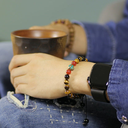 Aura of Nature - Yellow Tiger Eye & Nanhong Red Agate Tibetan Bracelet