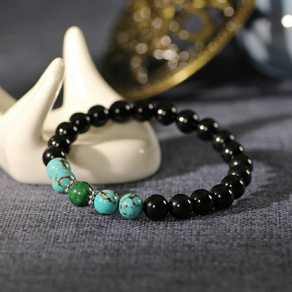 Earth Power Obsidian Bracelet with Turquoise and Malachite
