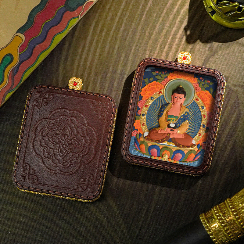 Hand-painted Tibetan Thangka Pendants - Leather
