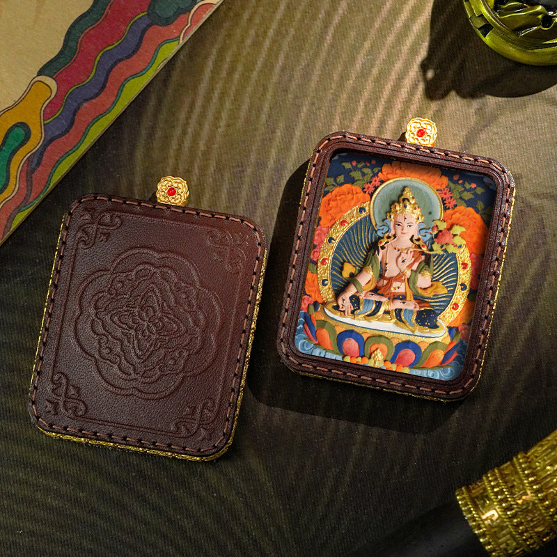 Hand-painted Tibetan Thangka Pendants - Leather