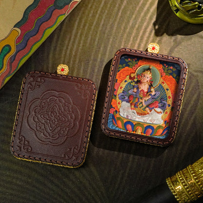 Hand-painted Tibetan Thangka Pendants - Leather