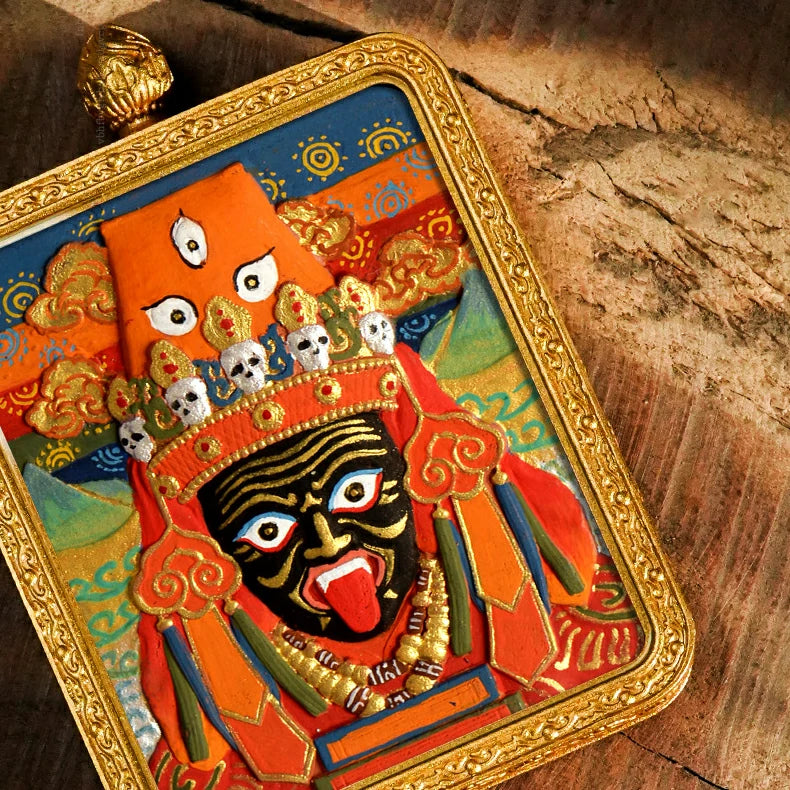 Hand-painted Tibetan Thangka Pendants - Brass Frame