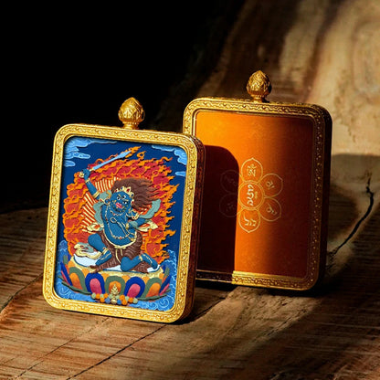 Hand-painted Tibetan Thangka Pendants - Brass Frame