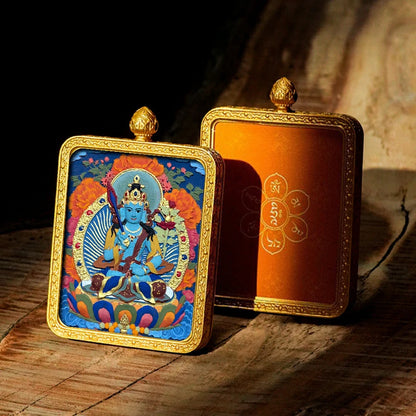 Hand-painted Tibetan Thangka Pendants - Brass Frame