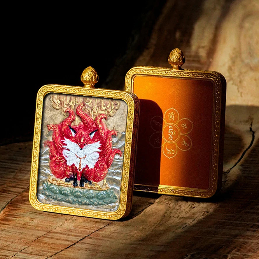 Hand-painted Tibetan Thangka Pendants - Brass Frame