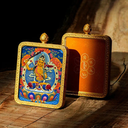 Hand-painted Tibetan Thangka Pendants - Brass Frame