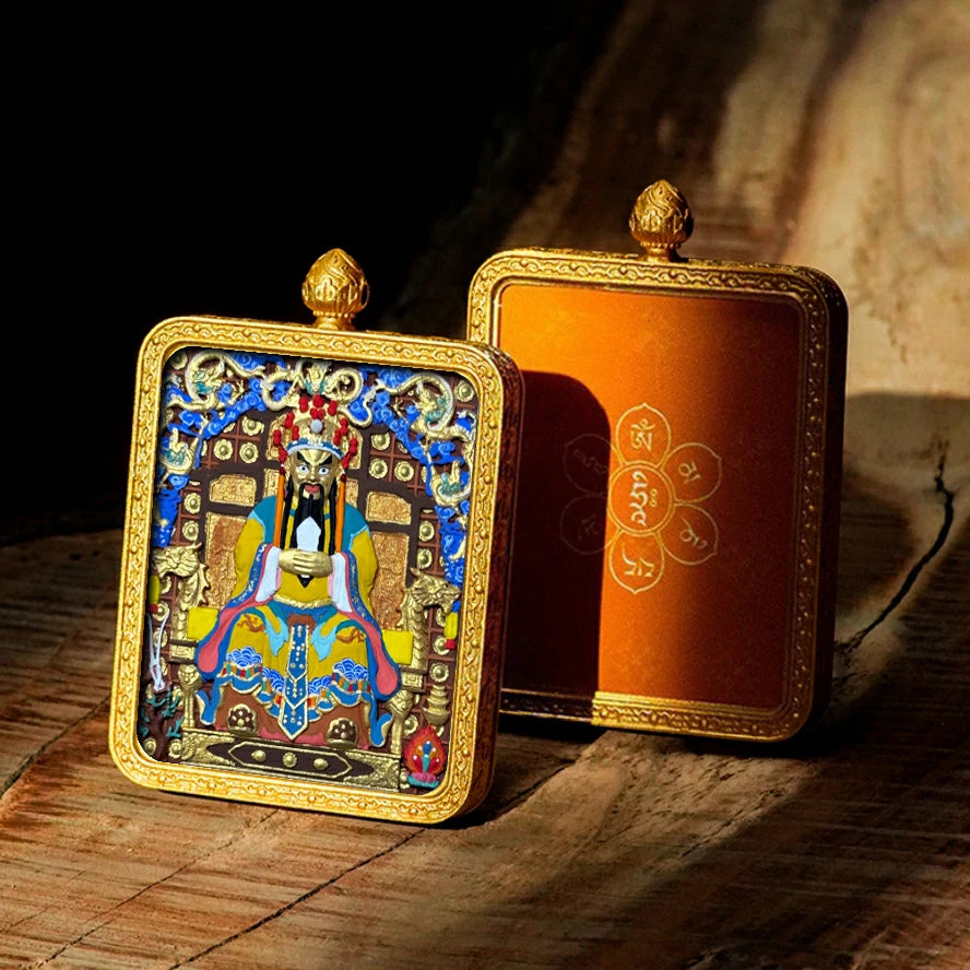 Hand-painted Tibetan Thangka Pendants - Brass Frame