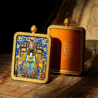 Hand-painted Tibetan Thangka Pendants - Brass Frame