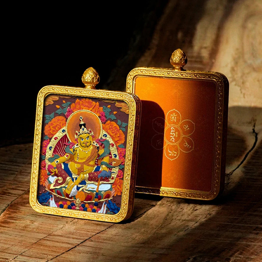 Hand-painted Tibetan Thangka Pendants - Brass Frame