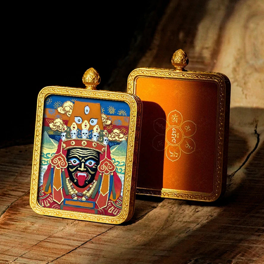 Hand-painted Tibetan Thangka Pendants - Brass Frame