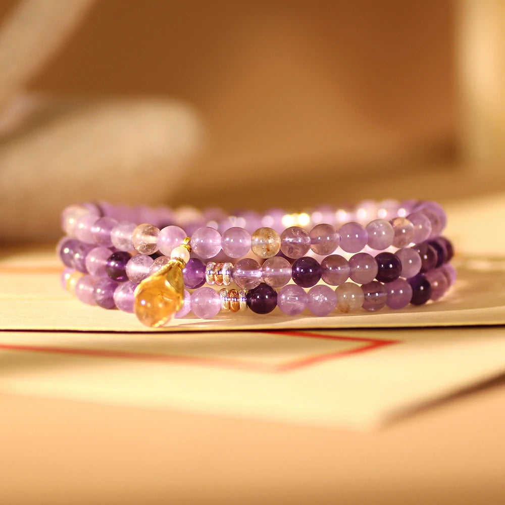 Lavender Amethyst Mala Beads