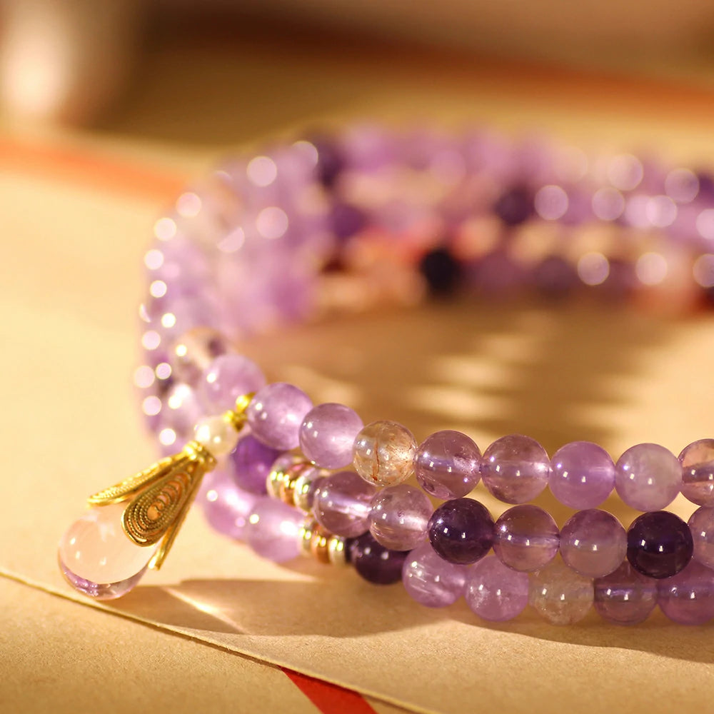 Lavender Amethyst Mala Beads