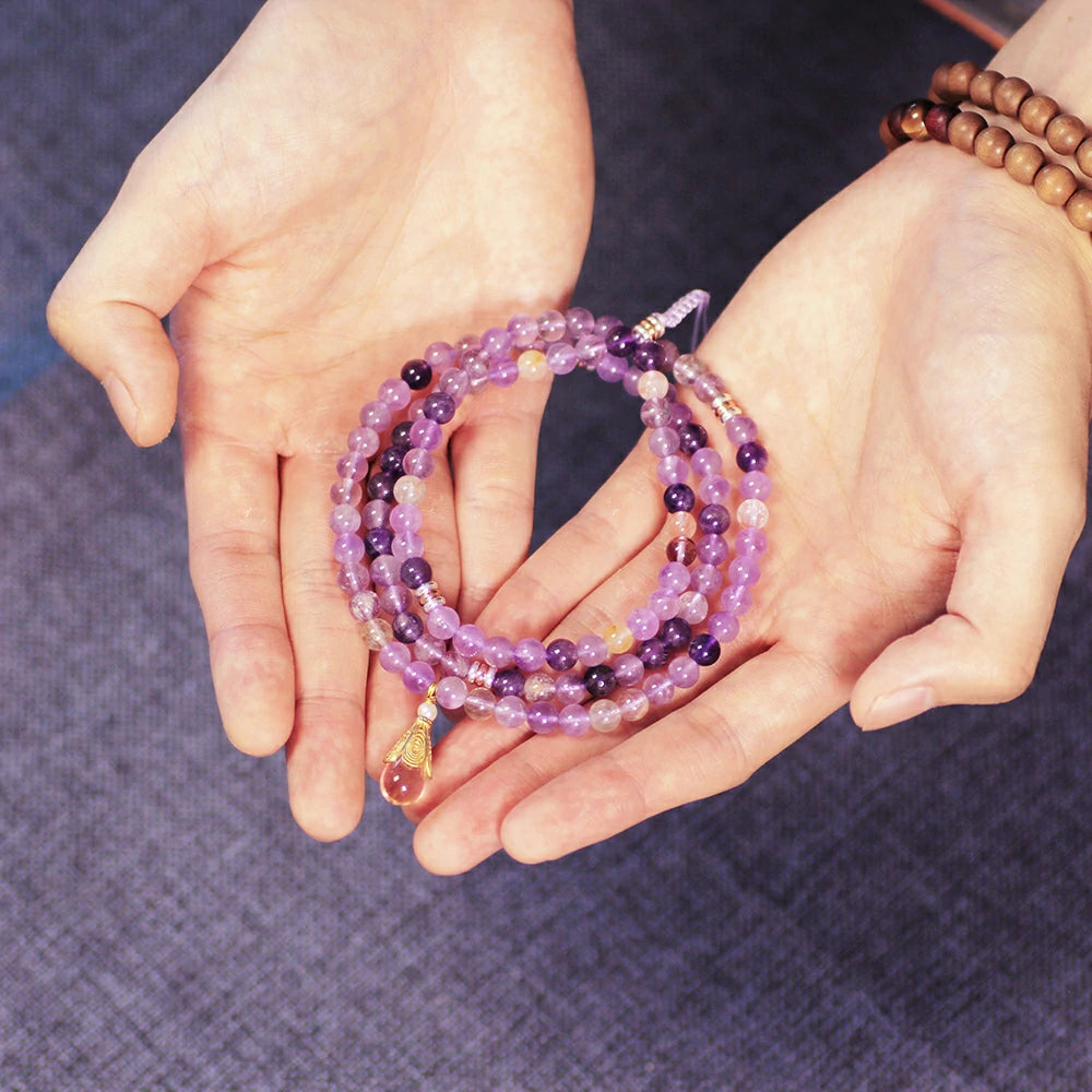 Lavender Amethyst Mala Beads