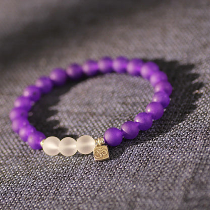 Matte Amethyst With Clear Quartz Bracelet