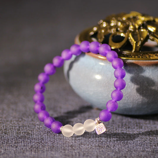 Matte Amethyst With Clear Quartz Bracelet
