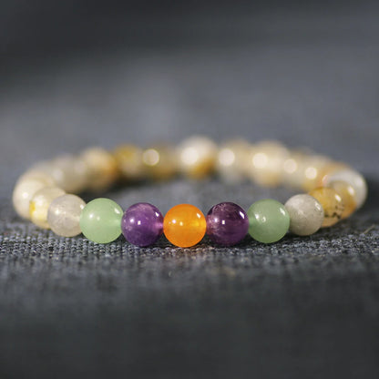 Mystical Moonlit Labradorite Bracelet with Royal Amethyst & Fiery Carnelian