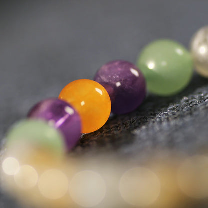 Mystical Moonlit Labradorite Bracelet with Royal Amethyst & Fiery Carnelian