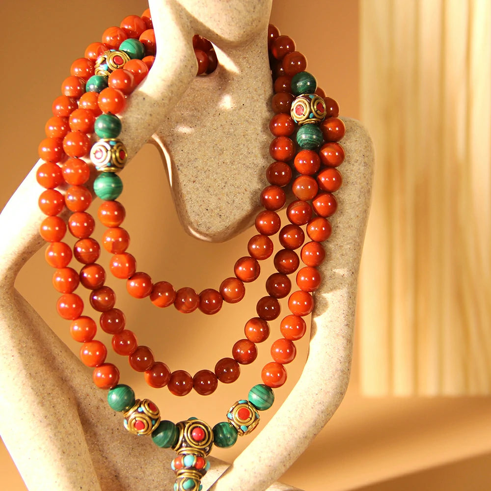 Red Agate Mala Beads