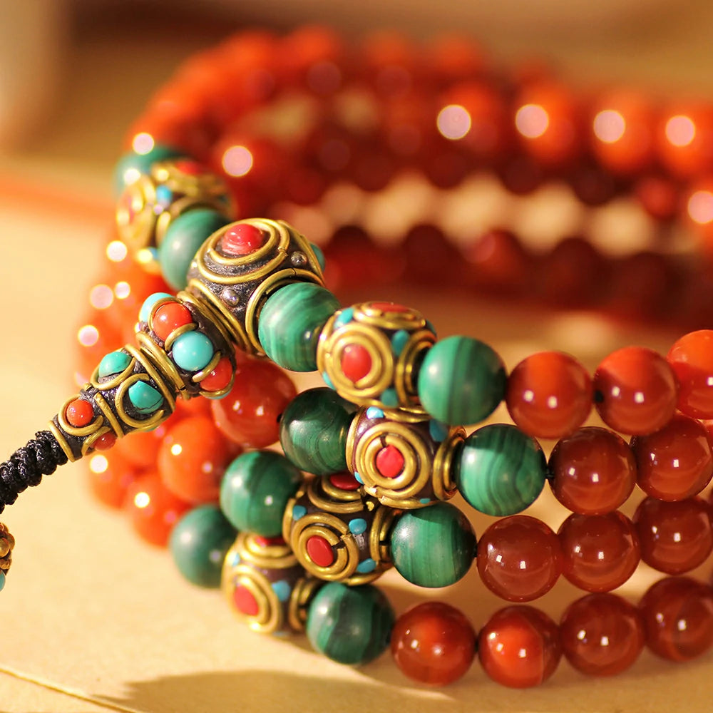 Red Agate Mala Beads