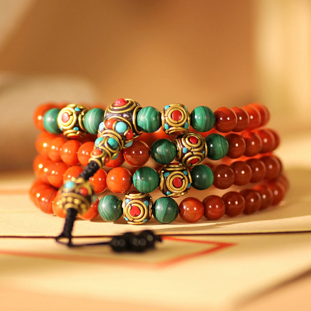 Red Agate Mala Beads