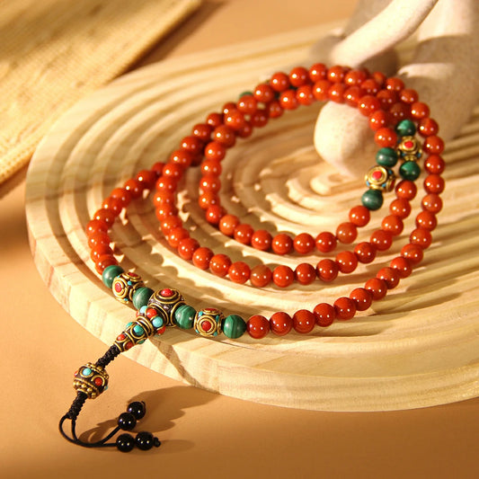 Red Agate Mala Beads
