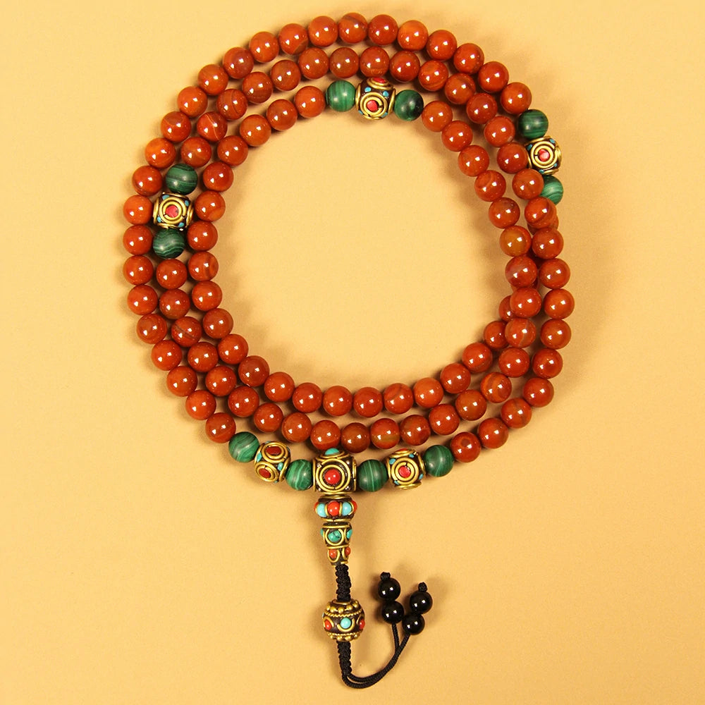 Red Agate Mala Beads