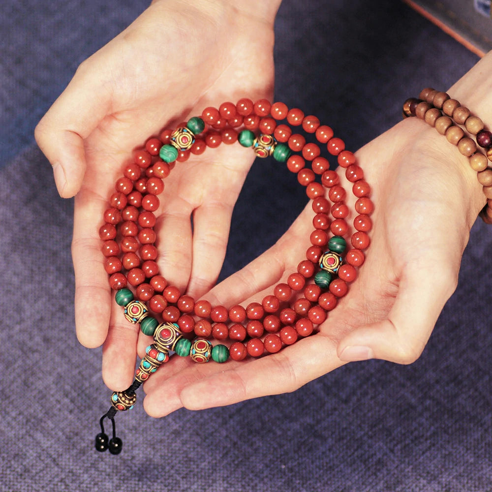 Red Agate Mala Beads