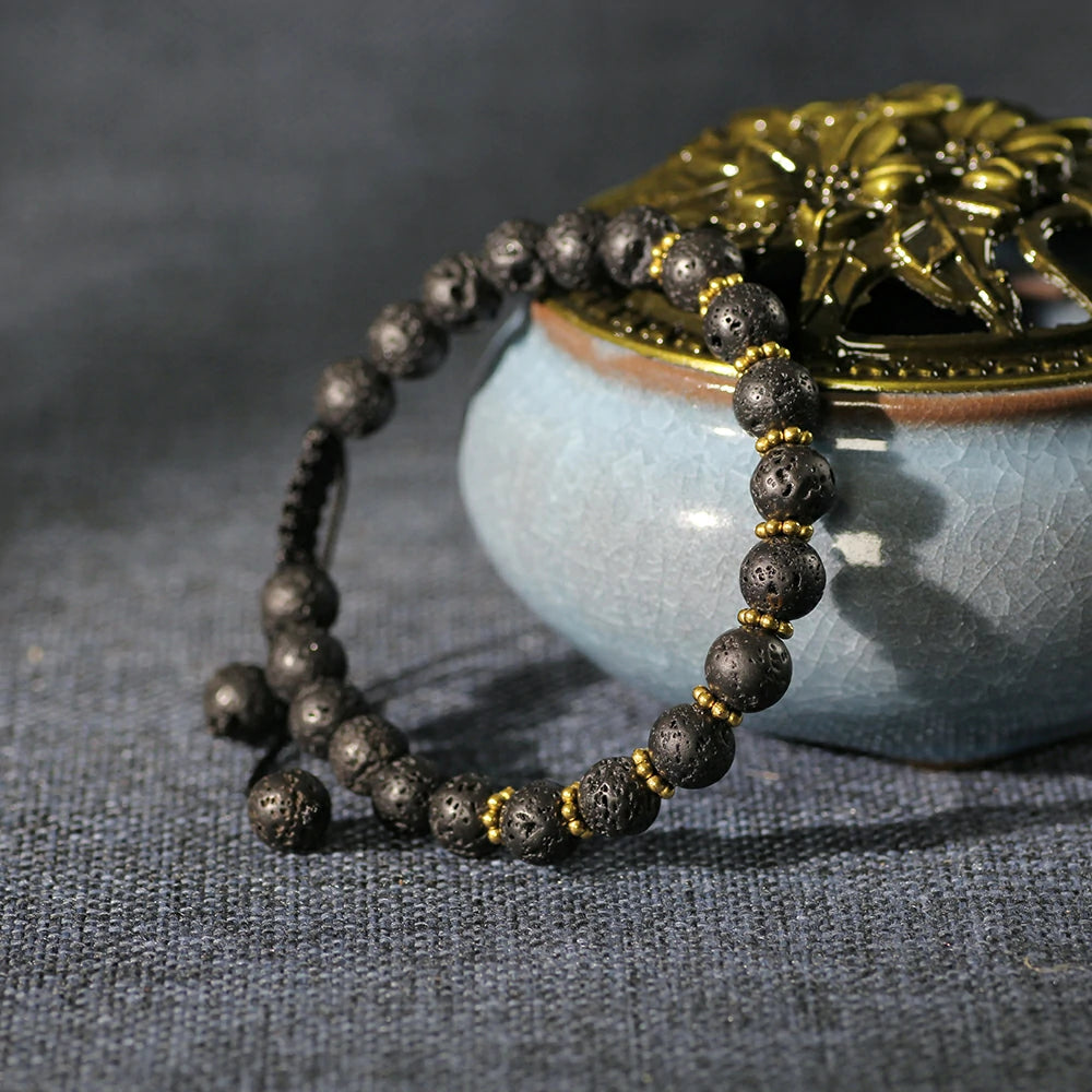 Natural Aura - Fashionable Lava Stone Bracelet