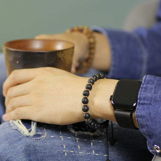 Natural Aura - Fashionable Lava Stone Bracelet