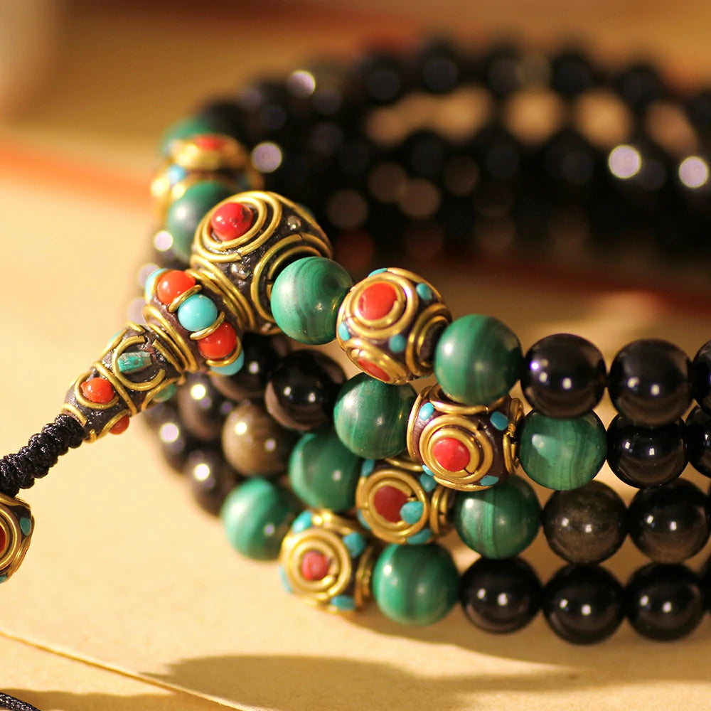 Obsidian With Gold Sheen Obsidian Mala Beads