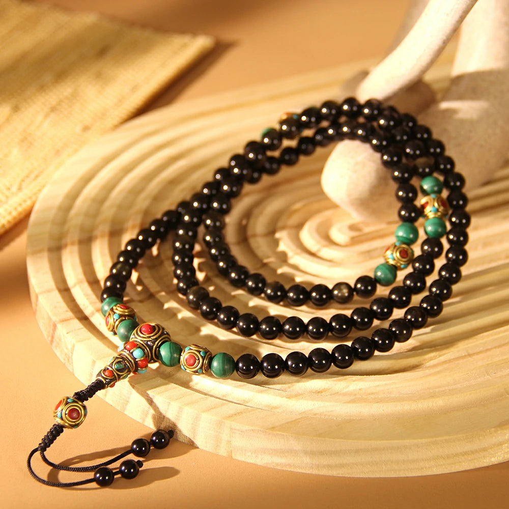 Obsidian With Gold Sheen Obsidian Mala Beads