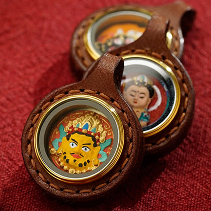 Thangka Paintings Exquisite Round Pendant Leather
