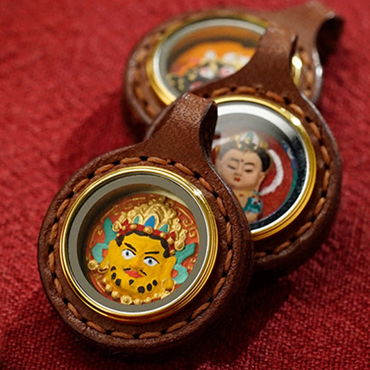 Thangka Paintings Exquisite Round Pendant Leather