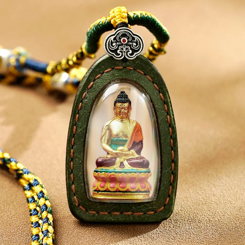 Thangka Hand-painted Handcrafted 3D Buddha Pendant Set