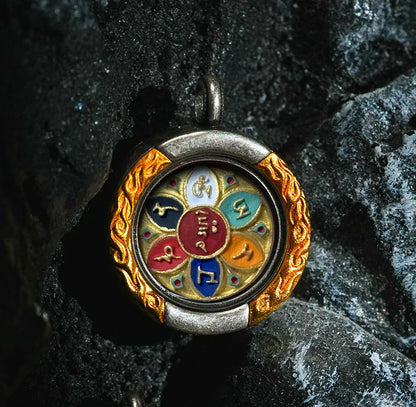 Thangka Paintings Retro Lotus Round Pendant