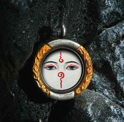 Thangka Paintings Retro Lotus Round Pendant