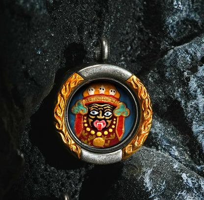 Thangka Paintings Retro Lotus Round Pendant