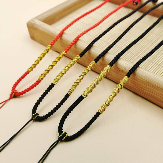 (Unfinished Goods) Tibetan DIY Hand-woven Necklace Rope Thread Golden Knot