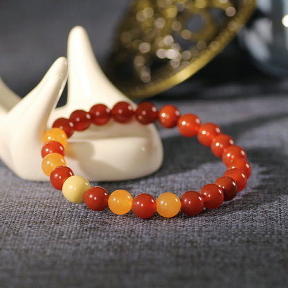 Vibrant Nanhong Red Agate Bracelet – Orange Citrine & Snowy Sherpa Bead