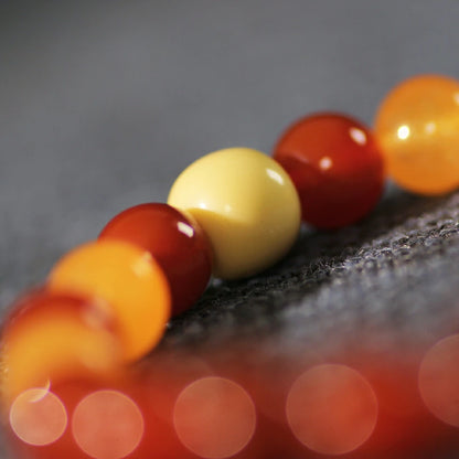 Vibrant Nanhong Red Agate Bracelet – Orange Citrine & Snowy Sherpa Bead