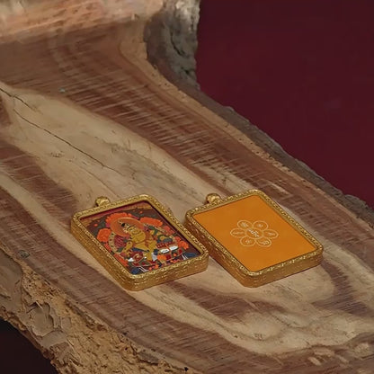Hand-painted Tibetan Thangka Pendants - Brass Frame